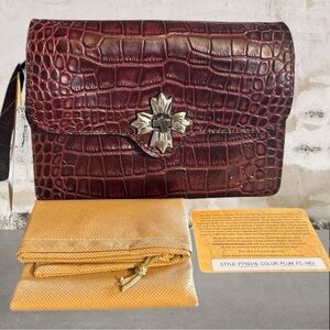 Patricia Nash NWT Oxblood Croc Embossed Leather Crossbody